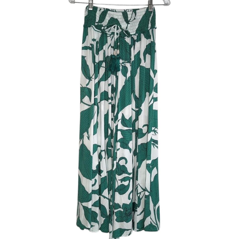 True Destinations Wide Leg Tropical Print Pants Size XS Vacation Resort Coastal